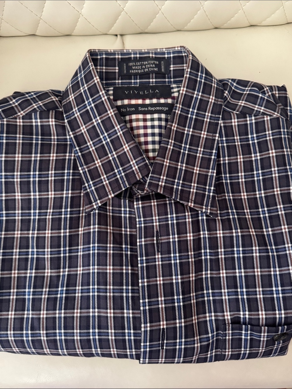 Viyella Navy Plaid Cotton Button-Down Shirt‎